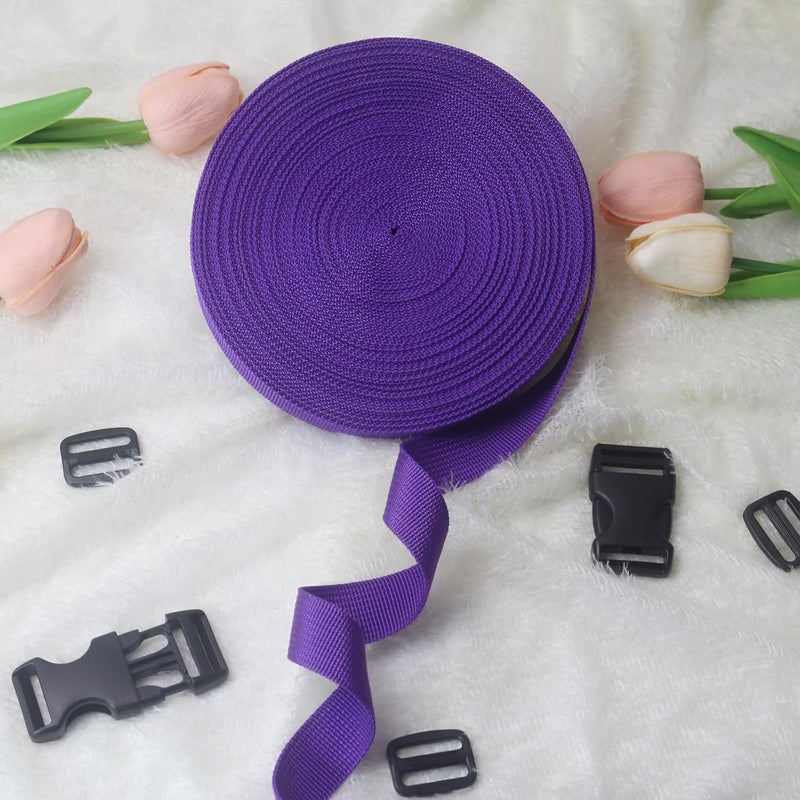 ZHFMLY Deep Purple Webbing Straps 1 Inch-Polypropylene Straps with Buckles,20 Yards Strapping for Tie-Downs, Camping, Climbing, Outdoor & Indoor Crafting, DIY Bags, Lawn Chair Replacement, and Seat Belts - Image 4